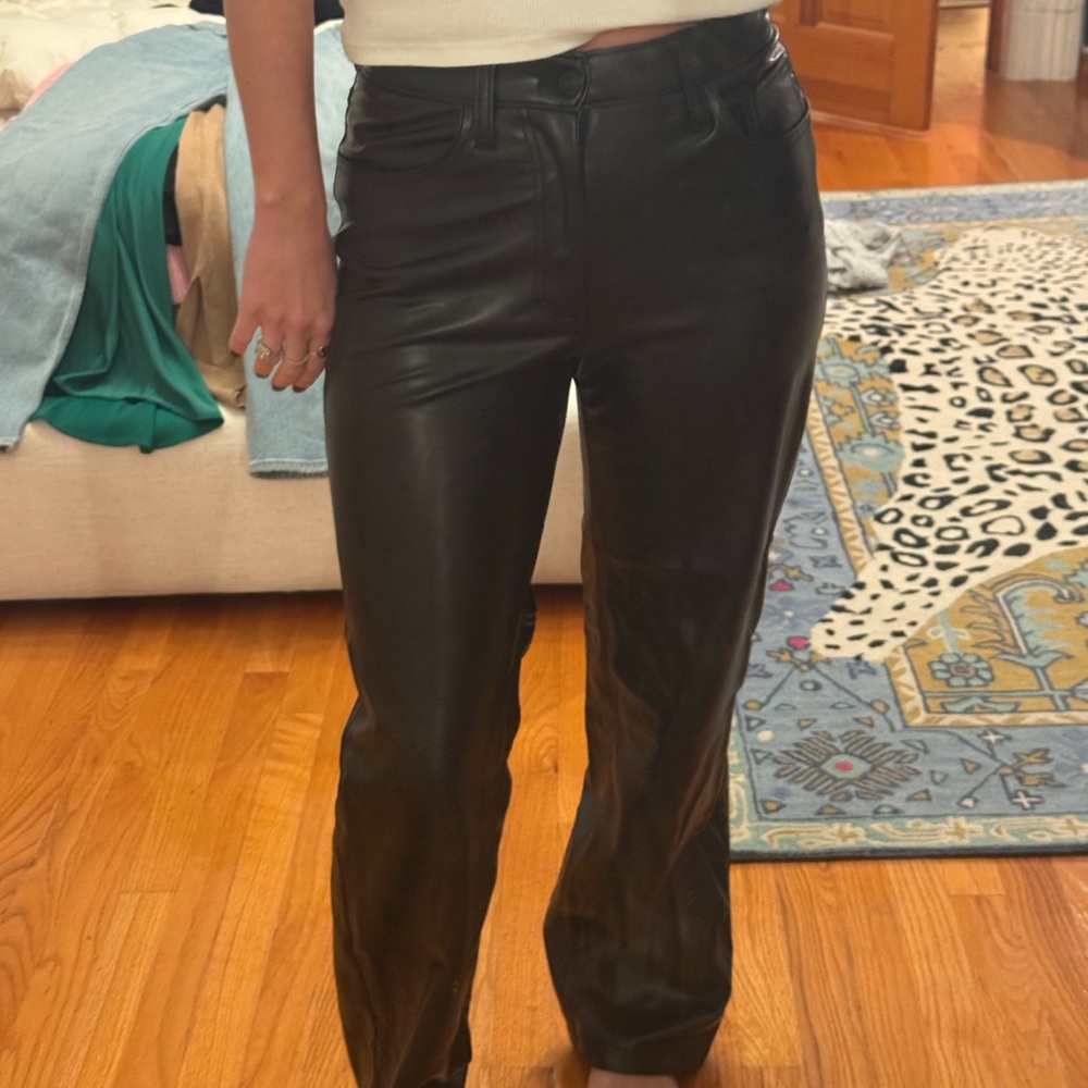 Abercrombie & Fitch Women's Vegan Leather Jeans - Picture 6 of 6